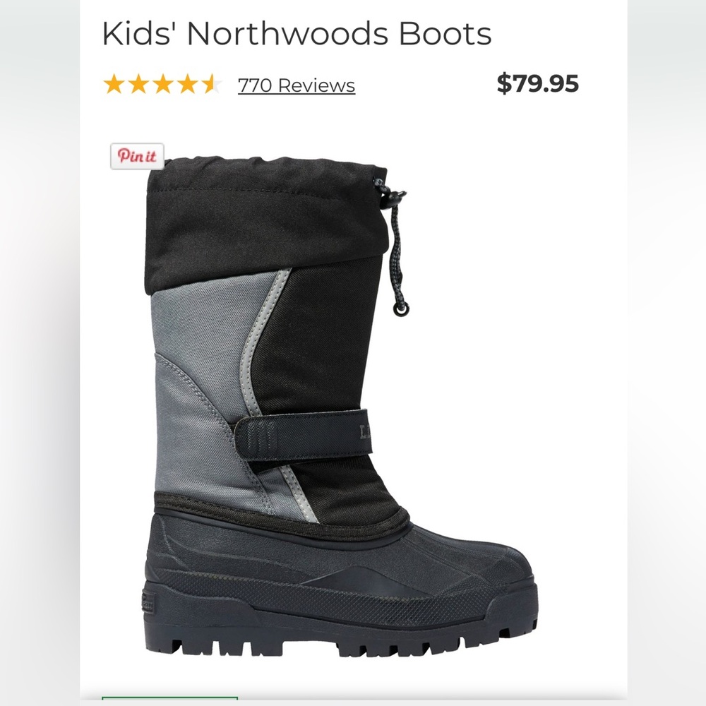 L.L. Bean Kids Northwoods Boots - Black and Gray